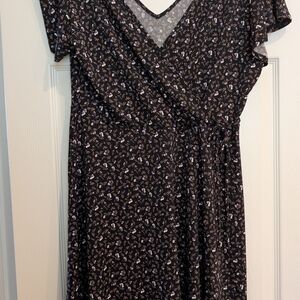 Kaileigh Black Wrap Midi Dress with Flutter Sleeves